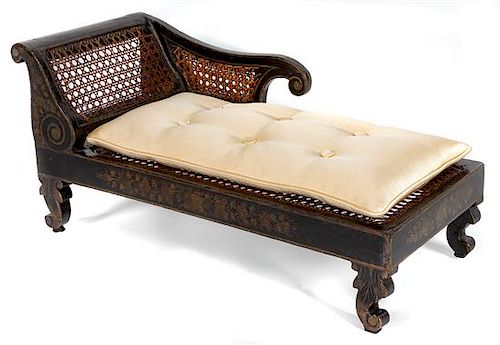 An English Diminutive Painted Chaise Longue Height 10 x width 20 x depth 9 inches.