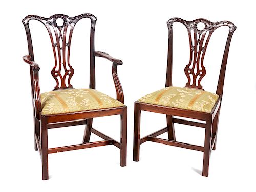 A Set of Twelve English Dining Chairs Height 37 inches.