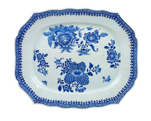* A Chinese Export Porcelain Tray Width 16 1/2 inches.