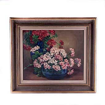 Julia G. de Correa (México, siglo XX) Bouquets. Óleo sobre tela. Firmado. Enmarcado.