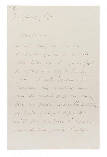 GOUNOD, CHARLES. Autographed letter signed, one page, July 30, 1887.