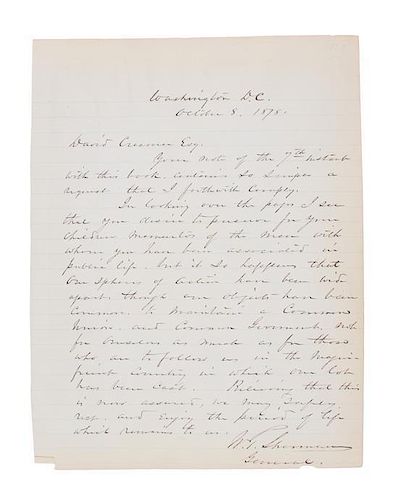 * A Sherman William Tecumseh Signed Letter.