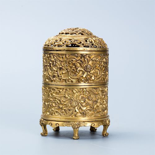 Chinese gilt bronze incense burner. 