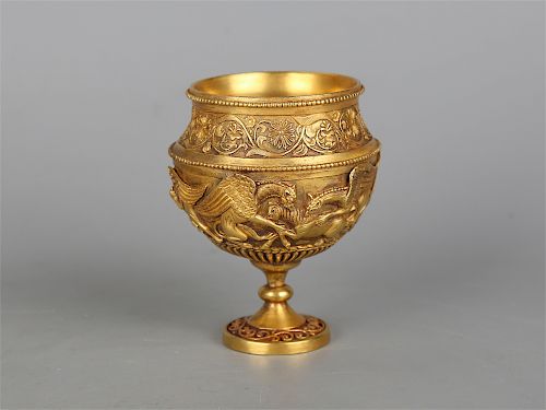 Chinese gilt bronze cup. 