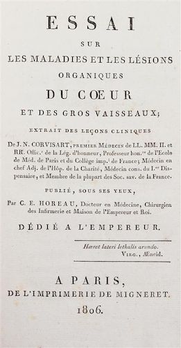 (MEDICINE) CORVISART, JEAN-NICOLAS. Essai sur les maladies et les lesions...du coeur. Paris, 1806. First edition.