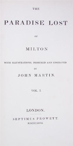MILTON, JOHN. The Paradise Lost... London, 1827. 2 vols. Extra-illustrated.