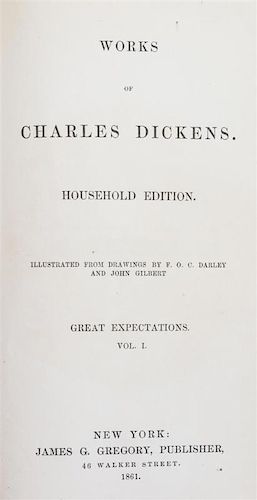 DICKENS, CHARLES. Great Expectations. New York, 1861. 2v. First US edition in book form, pirated from serial issue in Harper's w