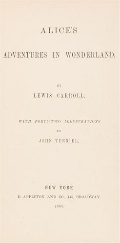 * (DODGSON, CHARLES LUTWIDGE) CARROLL, LEWIS. Alice's Adventures in Wonderland. New York, 1866. First published ed.