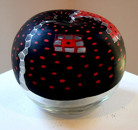Red, Black, and Clear Vase #352 by Massimo Nordio