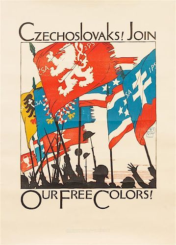 (WWI POSTERS, CZECH) PREISSIG, VOJTECH. Czechoslovaks! Join Our Free Colors! Circa 1917. Lithograph poster.