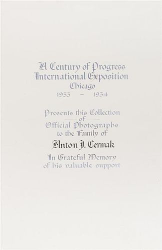 * (CERMAK) KAUFMANN. A Century of Progress International Exposition Chicago, 1933-1934. Chicago, c. 1934. Cermak copy.