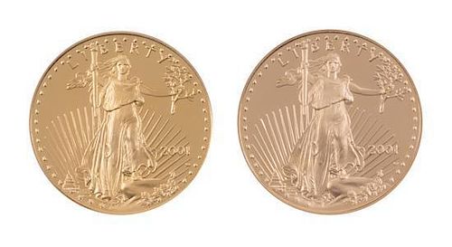 * Two 2001-W $25 Gold Eagle Coins.