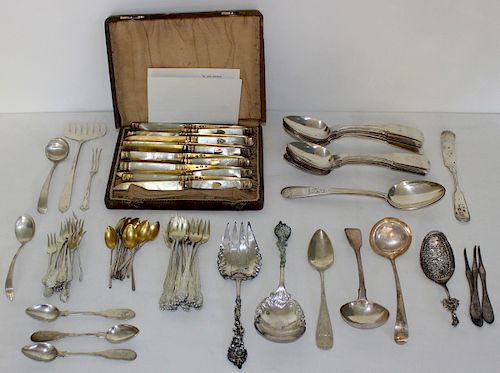 SILVER. Assorted Coin Silver and Sterling Flatware