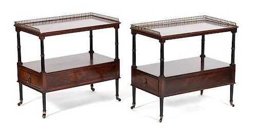 A Pair of English Regency Style Side Tables Height 25 1/2 x width 27 x depth 15 1/2 inches.