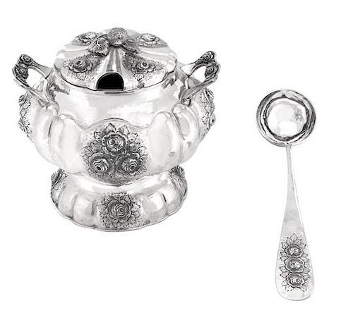 An Austrian .800 Silver Soup Tureen, Vienna, 1813-4, with cover and serving spoon