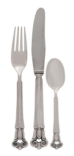 A Danish Silver Flatware Set, Cohr, Denmark, 20th Century, in the Monica pattern, comprising; 12 dinner forks 12 dinner knives 1