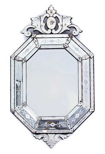 A Venetian Style Wall Mirror Height 49 x width 28 inches.