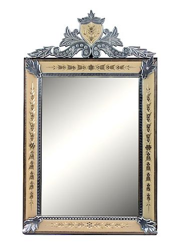 A Venetian Style Glass Framed Mirror Height 45 x width 28 1/2 inches.