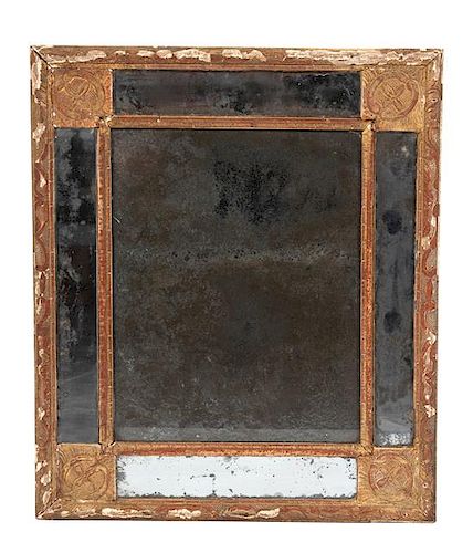 An Italian Neoclassical Giltwood Mirror Height 24 x width 20 inches.