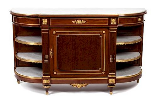 A Louis XVI Style Partially Ebonized and Bronze Mounted Side Cabinet Height 40 x width 68 x depth 21 inches.