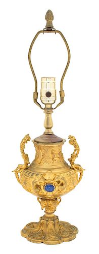 A French Gilt Bronze Urn Height overall 18 1/2 inches.