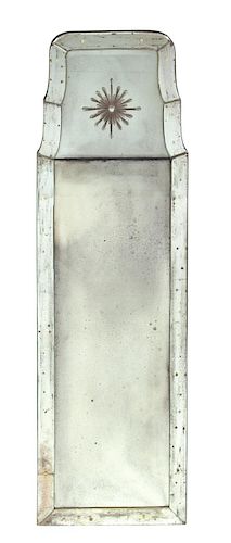 A Queen Anne Style Glass Framed Pier Mirror Height 66 1/2 x width 20 inches.