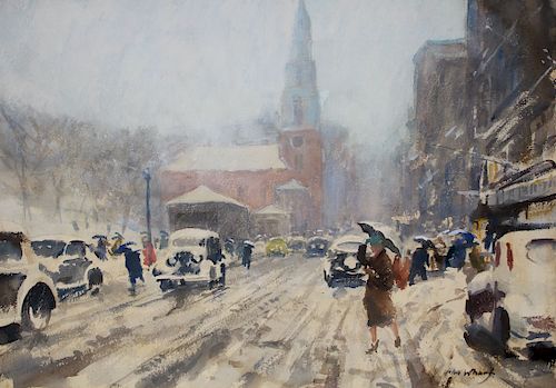 John Whorf (1903 - 1959) "Blizzard, Park Street"