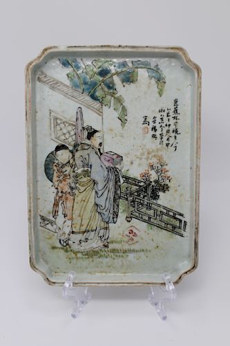 19th C. Tung Chi Period Chinese Porcelain Tray