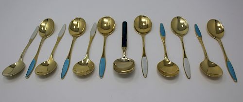 (12) Demitasse Norwegian Sterling Enameled Spoons