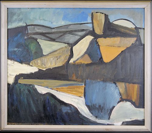 Signed, Mid Century Abstract Landscape Painting