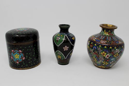 (3) Vintage Japanese Cloisonne Vases