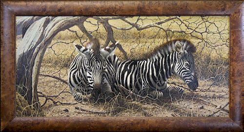 Garreth Hook, Painting of Zebras Resting