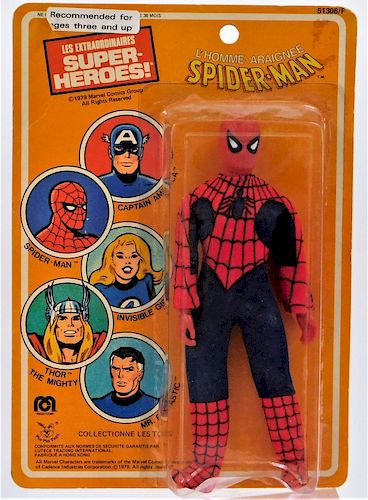 1979 French Mego Pin Pin Toys WGSH Spider-Man MOSC