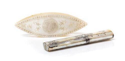 Two Mother-of-Pearl Articles, Length of case 4 1/4 inches.