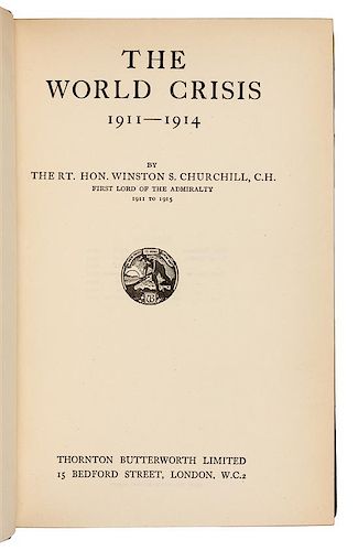CHURCHILL, Winston Spencer (1874-1965). The World Crisis. London: Thornton Butterworth Limited, 1927-1931.