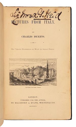 DICKENS, Charles (1812-1870). Pictures from Italy. London: Bradbury & Evans for the Author, 1846. FIRST EDITION.