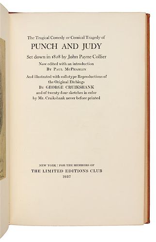 [LIMITED EDITIONS CLUB]. COLLIER, John Payne (1789-1883). Punch And Judy. New York: The Limited Editions Club, 1937.