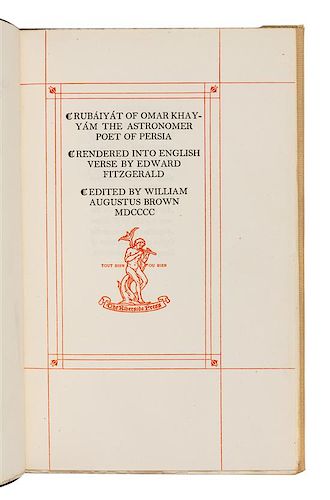 [ROGERS, BRUCE]. Rubaiyat of Omar Khayam the Astronomer-Poet of Persia. Cambridge: Riverside Press, Houghton Mifflin, 1900.