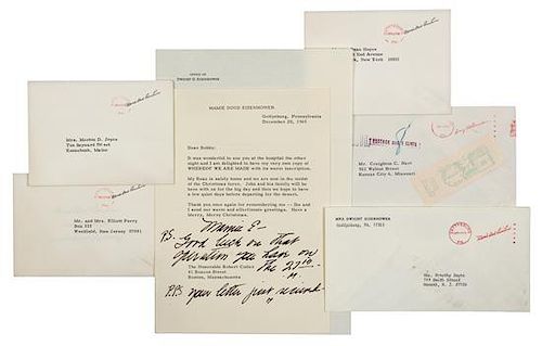EISENHOWER, Dwight D. (1890-1969) -- EISENHOWER, Mamie Geneva Doud (1896-1979). A group of facsimile free franks and a letter.