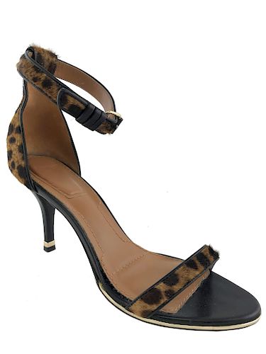  Givenchy Leopard-Print Calf Hair Sandal Size 9