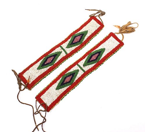 Sioux Native American Fully Beaded Arm Bands