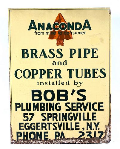 Anaconda Mining Co Plumbing Advertising Sign