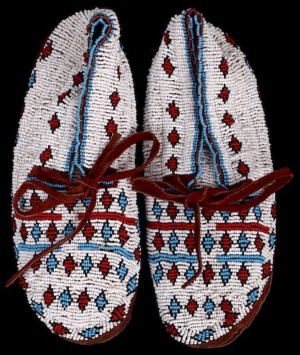 Lakota Sioux Fully Beaded Moccasins 1900-1950