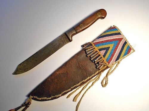 Blackfoot Beaded Sheath and Trade Knife circa 1880