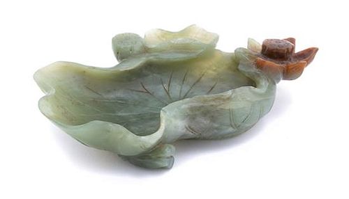 A Chinese Jade Leaf-Form Brushwasher