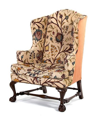 A Chippendale Style Mahogany Wing Armchair