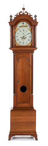 A Federal Cherrywood Longcase Clock