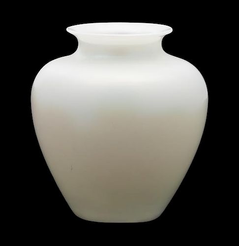 A Steuben Calcite White Iridescent Glass Vase