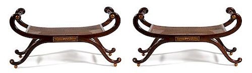 A Pair of Regency Style Rosewood Curule Benches