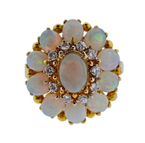 H. Stern 18k Gold Diamond Opal Ring 